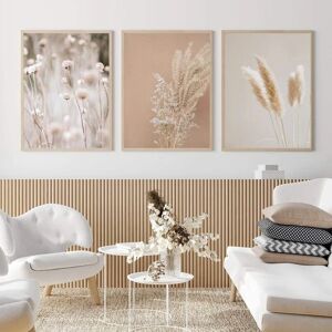 TINOR Painting Canvas Prints Pampas Grass Plants Nature Landscape Dried Grass Modern Boho Botanical Poster Gallery Pictures 30x40cm(12x16in)x3 Unframed