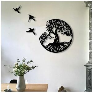 NEIGE Pfe tree metal wall art, pfe tree art wall decor, pfe tree metal wall plaque, tree and birds metal decor metal hanging, metal artwork decoration for