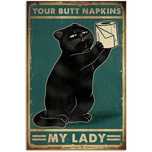 Denuotop - poster core Cat Bathroom Decor - Your Butt Napkins My Lady Vintage Signs for Bathroom Artwork Wall Decor 8' x 12'.