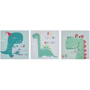 Beliani - Set of 3 Canvas Prints Wall Art 30 x 30 cm Nylon Dinosaurs Multicolour Bingui - Multicolour