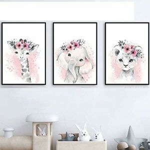 PESCE Set of 3 Paintings for Children's Room Girl Pink Baby Posters Set Rabbit My Princess Love Poster Birthday Gifts Unframed L(40X50CM) No Frame h