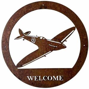 Poppyforge Ltd - Spitfire Welcome Wall Art - Large - Steel - W49.5 x H49.5 cm