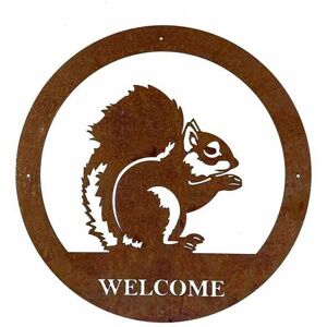 Poppyforge Ltd - Squirrel Welcome Wall Art - Large - Steel - W49.5 x H49.5 cm