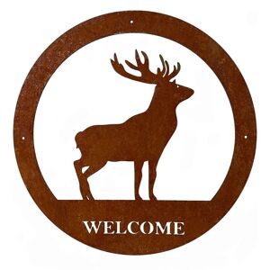 POPPYFORGE LTD Stag Welcome Wall Art - Small - Steel - W29.5 x H29.5 cm