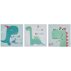Beliani - Set of 3 Canvas Prints Wall Art 30 x 30 cm Nylon Dinosaurs Multicolour Bingui