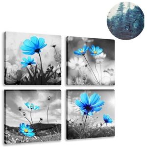 TORMATOR 30x30CM, 4 Panels Canvas Print - Blue Flower Canvas Print Wall Art for Bedroom Oil Paintings for Home Bathroom Living Room TORMATOR 30x30CM, 4 Panels Canvas Print - Blue Flower Canvas Print Wall Art for Bedroom Oil Paintings for Home Bathroom Living Room