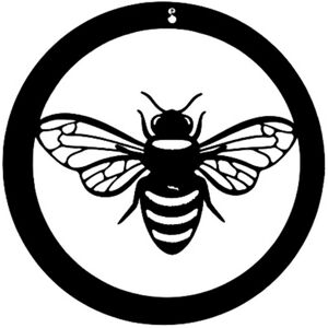 Bee in a Circle Small Garden Wall Art - Black Bee in a Circle Small Garden Wall Art - Black