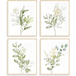 CCYKXA Set of 4 Botanical Watercolor Posters in Sage Green for Bedroom or Bathroom, 8x10 Inches, Unframed CCYKXA Set of 4 Botanical Watercolor Posters in Sage Green for Bedroom or Bathroom, 8x10 Inches, Unframed