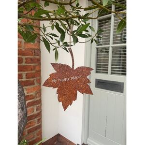 Falling Leaves My Happy Place Garden Wall Art - W20.3 x H25.4 cm - Bare Metal/Ready to Rust Falling Leaves My Happy Place Garden Wall Art - W20.3 x H25.4 cm - Bare Metal/Ready to Rust