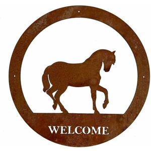 Horse Welcome Wall Art - Small - Steel - W29.5 x H29.5 cm - Bare Metal/Ready to Rust Horse Welcome Wall Art - Small - Steel - W29.5 x H29.5 cm - Bare Metal/Ready to Rust
