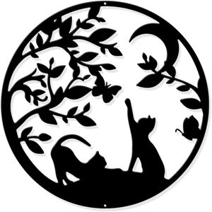 ODIPIE Metal Wall Art with Cats, Black Hanging Decor Silhouette Wall Art for Home Bedroom Living Room Bathroom Kitchen Office Garden Hotel Wall Decor, 30cm ODIPIE Metal Wall Art with Cats, Black Hanging Decor Silhouette Wall Art for Home Bedroom Living Room Bathroom Kitchen Office Garden Hotel Wall Decor, 30cm