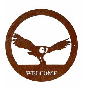 Owl Welcome Wall Art - Large - Steel - W49.5 x H49.5 cm - Bare Metal/Ready to Rust Owl Welcome Wall Art - Large - Steel - W49.5 x H49.5 cm - Bare Metal/Ready to Rust