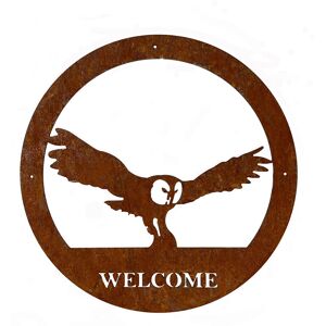 Owl Small Wall Art - With Text - Steel - W29.5 x H29.5 cm - Bare Metal/Ready to Rust Owl Small Wall Art - With Text - Steel - W29.5 x H29.5 cm - Bare Metal/Ready to Rust