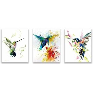 AYYQH Set of 3 Abstract Watercolor Bird Poster–Hummingbird And Flowers Art Prints–Colorful Animals Art Posters–Modern Canvas Wall Painting Hummingbird AYYQH Set of 3 Abstract Watercolor Bird Poster–Hummingbird And Flowers Art Prints–Colorful Animals Art Posters–Modern Canvas Wall Painting Hummingbird