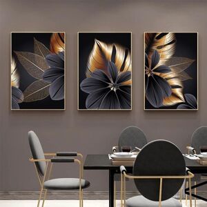 LONGZIMING Set of 3 Designer Canvas Posters Abstract Black Gold Foil Canvas Modern Print Nordic Home Decor Wall Art Painting Picture LONGZIMING Set of 3 Designer Canvas Posters Abstract Black Gold Foil Canvas Modern Print Nordic Home Decor Wall Art Painting Picture