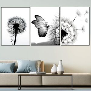 TORMATOR Set of 3 posters - Canvas print - Black and white - Dandelion - Modern wall decoration - Unframed (B, 3 x 40 x 60 cm) TORMATOR Set of 3 posters - Canvas print - Black and white - Dandelion - Modern wall decoration - Unframed (B, 3 x 40 x 60 cm)