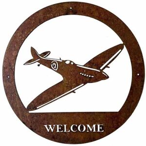 Spitfire Welcome Wall Art - Large - Steel - W49.5 x H49.5 cm - Bare Metal/Ready to Rust Spitfire Welcome Wall Art - Large - Steel - W49.5 x H49.5 cm - Bare Metal/Ready to Rust