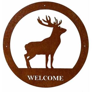 Stag Welcome Wall Art - Large - Steel - W49.5 x H49.5 cm - Bare Metal/Ready to Rust Stag Welcome Wall Art - Large - Steel - W49.5 x H49.5 cm - Bare Metal/Ready to Rust