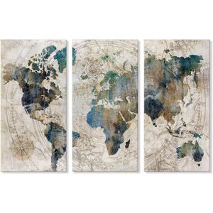 IKODM Vintage World Map Canvas Print Large Poster Cyan Blue Wall Art Decor for Living Room Bedroom Office Kitchen 30x60cm 3 Pieces IKODM Vintage World Map Canvas Print Large Poster Cyan Blue Wall Art Decor for Living Room Bedroom Office Kitchen 30x60cm 3 Pieces