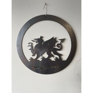 Welsh Dragon Wall Art - Small With Text - Steel - W29.5 x H29.5 cm - Bare Metal/Ready to Rust Welsh Dragon Wall Art - Small With Text - Steel - W29.5 x H29.5 cm - Bare Metal/Ready to Rust