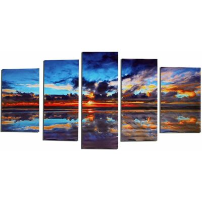 DEWDAT 5PCS Canvas Painting Canal Sunset Art Home Wall Decor DEWDAT 5PCS Canvas Painting Canal Sunset Art Home Wall Decor