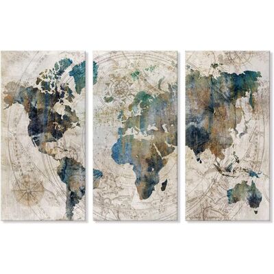 IKODM Vintage World Map Canvas Print Large Poster Cyan Blue Wall Art Decor for Living Room Bedroom Office Kitchen 30x60cm 3 Pieces IKODM Vintage World Map Canvas Print Large Poster Cyan Blue Wall Art Decor for Living Room Bedroom Office Kitchen 30x60cm 3 Pieces