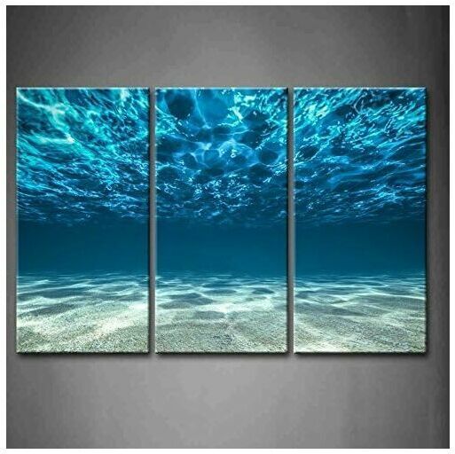 DEWDAT Print Artwork Blue Ocean Sea Wall Art Painting Printed Surface Artwork Under Canvas Bottom View Picture Home Office Modern Decor (frame not included)