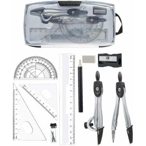 TINOR 10 Piece Geometry Set - Ruler Protractor Compass Pencil Lead Pencil Refills, Eraser for Students Technical Drawings