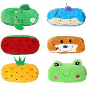 Denuotop - 6 Pack Cute Pencil Case, Cartoon Plush Pencil Pen Pouch with Zipper for Girls Boys School Stationery Organizer Cosmetic Bag - 7.87 x 3.94