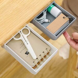 2 Piece Under Desk Drawer Organizer Storage Self Adhesive Drawer Pencil Tray Makeup Organizer Hidden Desk Drawer for Desk (22.3 9 3.5cm) - Langray