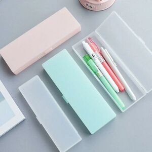 5pcs Plastic Pencil Case Pen Box Pen Holder Organizer School Supplies Student Pencil Box (White, Large) - Langray
