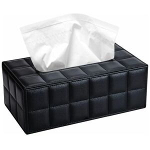 Lune - moon pu Leather Tissue Box Rectangular Tissue Dispensers for Office Home Decor 25x14x9.5cm - Black