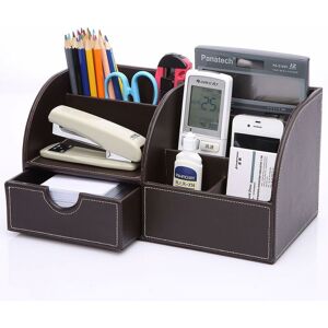 Pesce - Office desk organizer organization system table organizer pu leather pen holder pen box pen holder multifunctional office supplies Braun