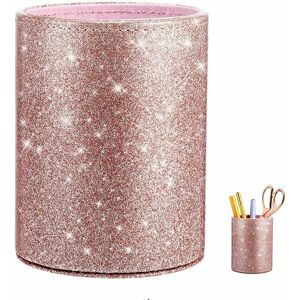 DENUOTOP Pencil Cup, pu Pen Holder, Makeup Brush Holder, Makeup Brush Storage Cup, pu Glitter Pen Holder, pu Glitter Pink Women Girls Pencil Cup Holder for