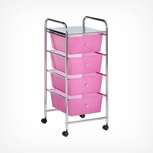 Vonhaus - 4 Drawer Plastic Storage Trolley, Multipurpose Storage Drawer Rolling Cart, Unit for Home Office Stationery Organisation, Salon, Make-up,