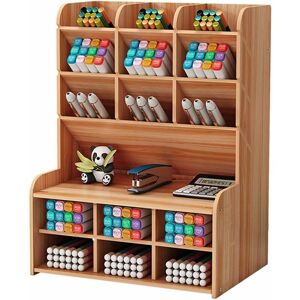 Héloise - Wooden Multi-Function Pen Storage Box Home Desktop Organizer Large Capacity Multi-Function Pen Holder Storage Box for Home Office School