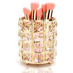 Crystal Makeup Brush Holder, Crystal Storage Pencil Pot Pen Holder Makeup Tool Organizer Brush Holder Round Shape (Gold) Crystal Makeup Brush Holder, Crystal Storage Pencil Pot Pen Holder Makeup Tool Organizer Brush Holder Round Shape (Gold)