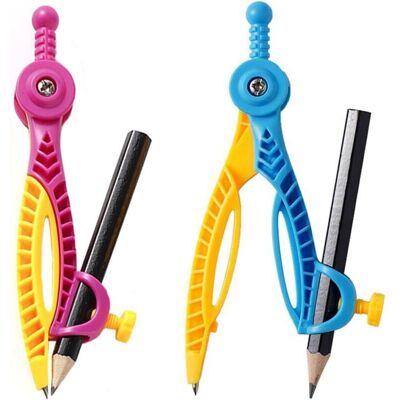 TORMATOR Set of 2 Ergonomic Study Compasses for Mathematics and Geometry, Round Drawing Tool Compass with Pencil Holder and Pen Holder TORMATOR Set of 2 Ergonomic Study Compasses for Mathematics and Geometry, Round Drawing Tool Compass with Pencil Holder and Pen Holder