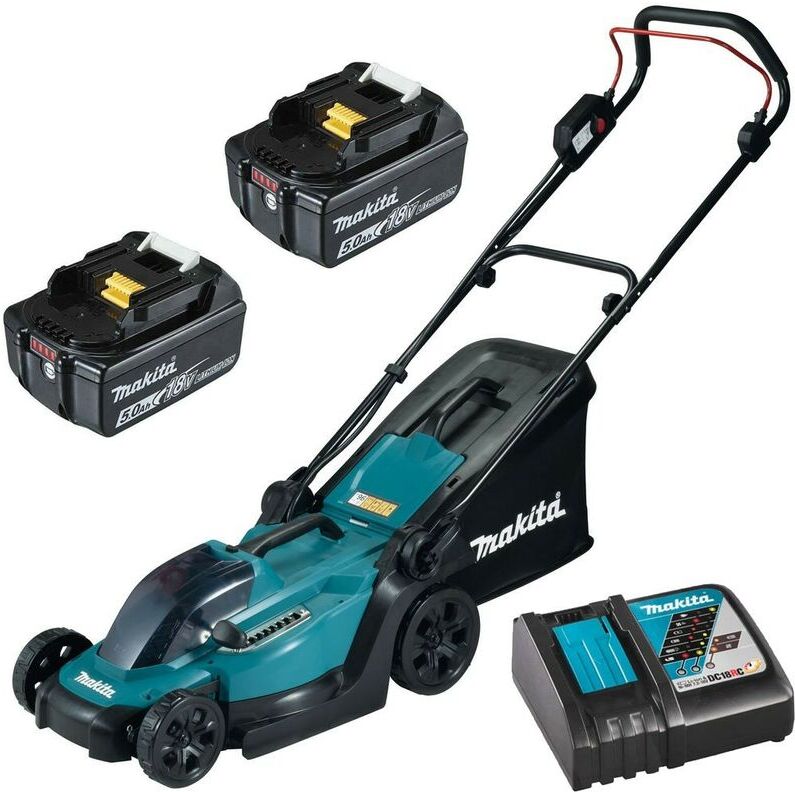 DLM330 18v lxt Cordless Lithium Battery Lawn Mower 33cm + 2x5ah Battery - Makita