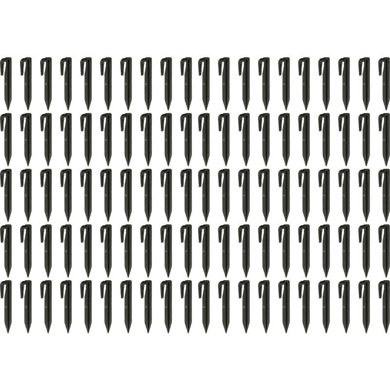 100x Ground Pegs for Boundary Wire compatible with Honda Miimo Robot Lawn Mower - Ground Anchor Set, Plastic, Black - Vhbw