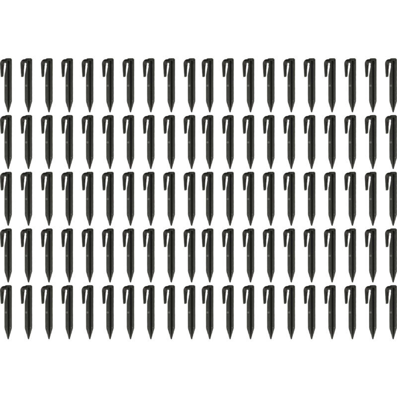 100x Ground Pegs for Boundary Wire compatible with Yard Force Robot Lawn Mower - Ground Anchor Set, Plastic, Black - Vhbw