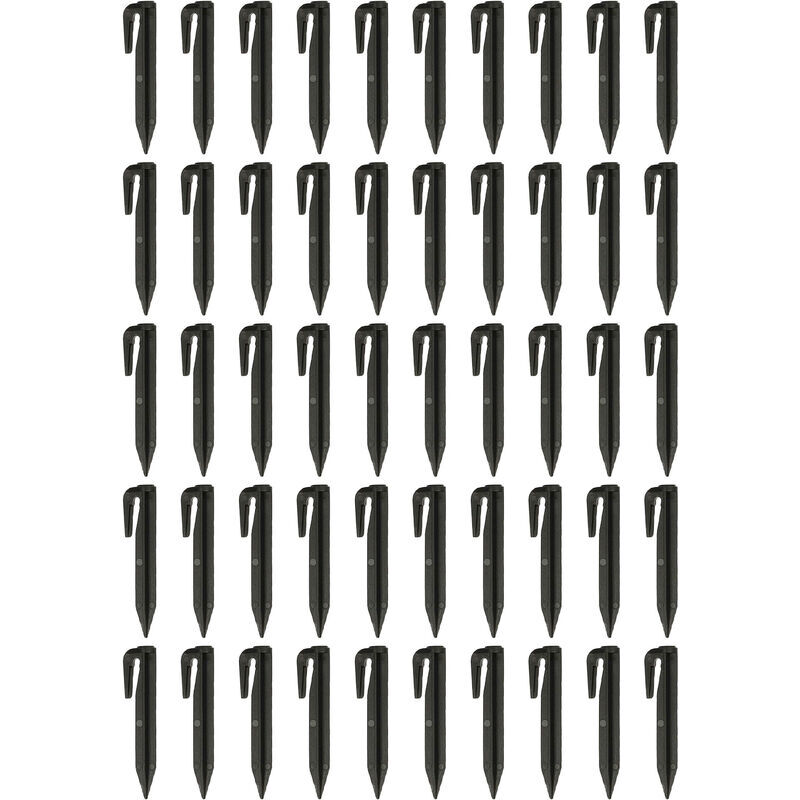 50x Ground Pegs for Boundary Wire compatible with Ambrogio Robot Lawn Mower - Ground Anchor Set, Plastic, Black - Vhbw