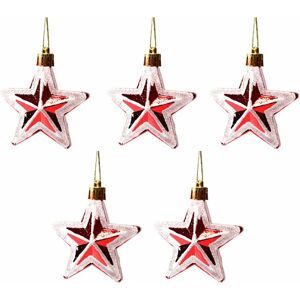 DENUOTOP Other Decoration for Christmas, 5pcs Christmas Style Plastic Hanging Decoration, Lovely Star Shape Hanging Decor, Visual Effect, Party Hanging Window