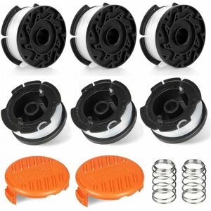 CYSLMUK 8 Pack Trimmer Spools Compatible with Black and Decker Trimmer Spools, Brushcutter Spools (6 Trimmer Cords, 2 Caps, 2 Springs)