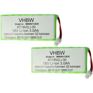 VHBW Husqvarna Battery 2x 3000mAh 18V Li-Ion - Garden Robot VHBW Husqvarna Battery 2x 3000mAh 18V Li-Ion - Garden Robot
