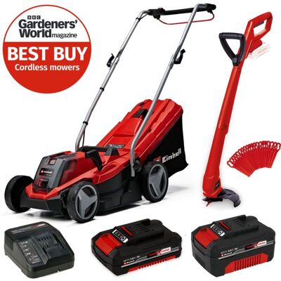 Einhell Cordless 18v Lawnmower 33cm Cut Brushless + Grass Trimmer 2x Batteries Einhell Cordless 18v Lawnmower 33cm Cut Brushless + Grass Trimmer 2x Batteries