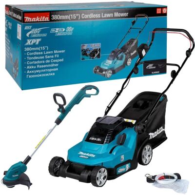 DLM382Z 18v / 36v lxt Cordless Battery Lawn Mower + DUR181Z Grass Trimmer - Makita DLM382Z 18v / 36v lxt Cordless Battery Lawn Mower + DUR181Z Grass Trimmer - Makita