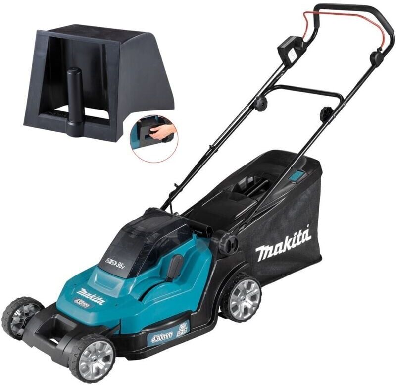 DLM432Z Twin 18v / 36v lxt Cordless 43cm Lawn Mower + Mulching Plug Bare - Makita