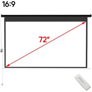 LIVINGANDHOME 72' Black 16:9 Electric Motorized Projector Screen with Remote