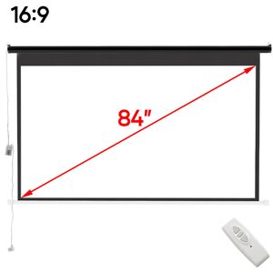 LIVINGANDHOME 84' Black 16:9 Electric Motorized Projector Screen with Remote